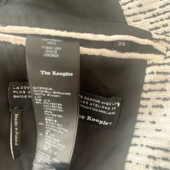 Sharp Black and White Cropped Blazer Kooples Sz FR 36 - Picture 4 of 4